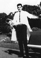 Bruce Bell in his physiotherapy coat, 1960s